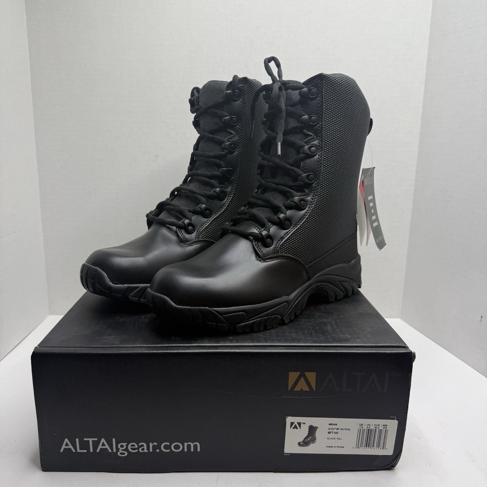 ALTAI MF Tactical MFT100 Men’s 7.5 Black 8” Waterproof Vibram Boots NEW
